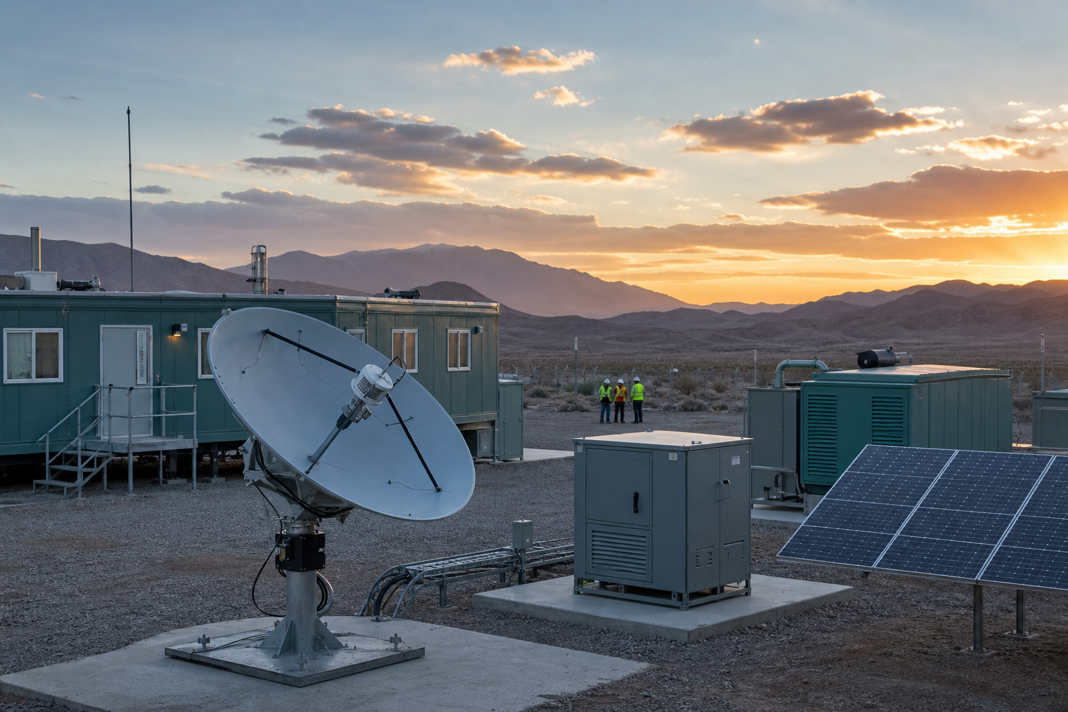 Fixed VSAT network serving a remote utility site with resilient power infrastructure